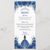 Royal Blue Roos Bloemen Meisjesjurk Quinceañera Me Programmakaart (Voorkant)