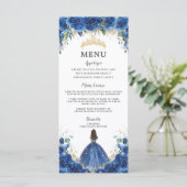 Royal Blue Roos Bloemen Meisjesjurk Quinceañera Me Programmakaart (Staand voorkant)