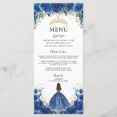 Royal Blue Roos Bloemen Meisjesjurk Quinceañera Me Programmakaart (Voorkant)