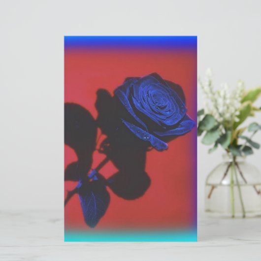  Royal Blue Roos Briefpapier (Staand voorkant)