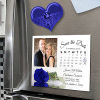 Royal Blue Roos Calendar & Photo Save Date Magnet