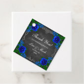 Royal Blue Roos Chalk Board Fall Wedding Bedankjes Labels (In situ)