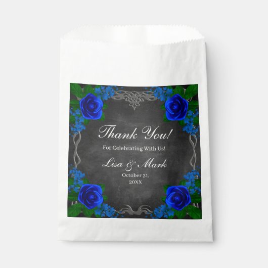 Royal Blue Roos Chalk Board Fall Wedding Bedankzakje (Voorkant)