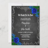 Royal Blue Roos Chalk Board Fall Wedding Kaart (Voorkant)