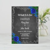 Royal Blue Roos Chalk Board Fall Wedding Kaart (Staand voorkant)
