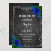 Royal Blue Roos Chalk Board Fall Wedding Kaart (Voorkant / Achterkant)