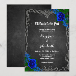 Royal Blue Roos Chalk Board Fall Wedding Kaart