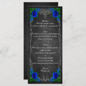 Royal Blue Roos Chalk Board Fall Wedding Menu Kaar (Voorkant / Achterkant)