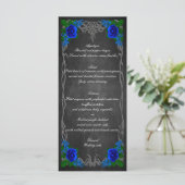 Royal Blue Roos Chalk Board Fall Wedding Menu Kaar (Staand voorkant)