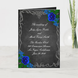 Royal Blue Roos Chalk Board Fall Wedding Programme Bedankkaart