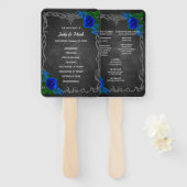 Royal Blue Roos Chalk Board Fall Wedding Programme Handwaaier (Voorkant en achterkant)