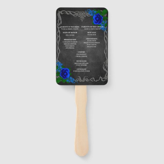 Royal Blue Roos Chalk Board Fall Wedding Programme Handwaaier (Achterkant)
