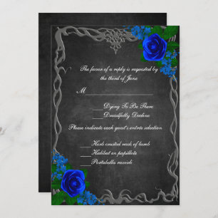 Royal Blue Roos Chalk Board Fall Wedding Response Kaart