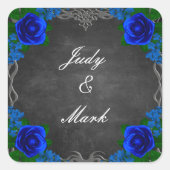 Royal Blue Roos Chalk Board Fall Wedding Seal Vierkante Sticker (Voorkant)