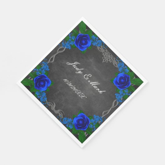 Royal Blue Roos Chalk Board Fall Wedding Servet (Hoek)