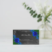 Royal Blue Roos Chalk Board Fall Wedingstabel Plaatskaartje (Staand voorkant)