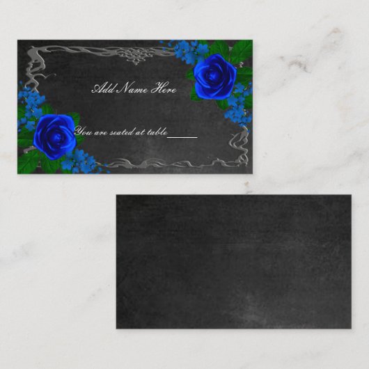 Royal Blue Roos Chalk Board Fall Wedingstabel Plaatskaartje (Voorkant / Achterkant)