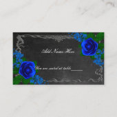 Royal Blue Roos Chalk Board Fall Wedingstabel Plaatskaartje (Voorkant)