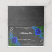 Royal Blue Roos Chalk Board Fall Wedingstabel Plaatskaartje (Buitenkant ongevouwen)