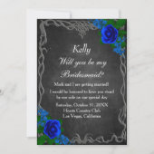 Royal Blue Roos Chalk Board Herfst Bridesmaid Kaar Kaart (Voorkant)