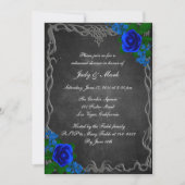 Royal Blue Roos Chalk Board Rehearsal Dinner Kaart (Voorkant)