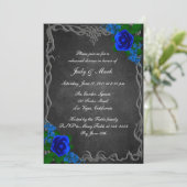 Royal Blue Roos Chalk Board Rehearsal Dinner Kaart (Staand voorkant)