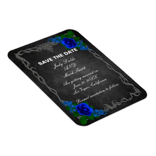 Royal Blue Roos Chalk Board Weddenschap Save the D Magneet (Rechterzijde)