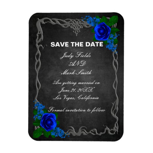 Royal Blue Roos Chalk Board Weddenschap Save the D Magneet (Verticaal)