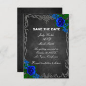 Royal Blue Roos Chalk Board Weddenschap Save the D Save The Date (Voorkant / Achterkant)