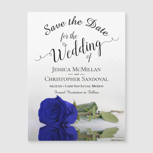 Royal Blue Roos Chic Wedding Save the Date Magnet (Voorkant)