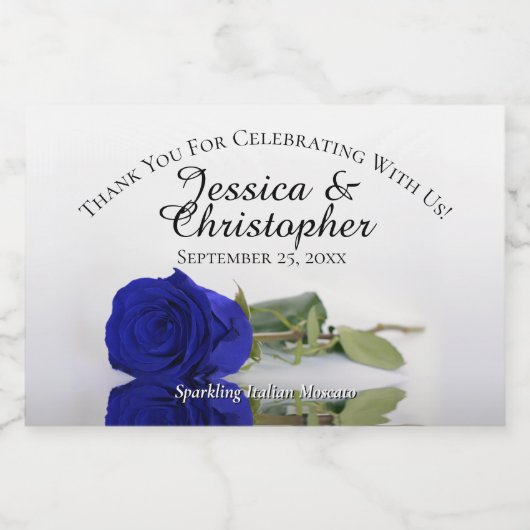 Royal Blue Roos Classy Wedding Bedankt Mini Sparkling Wijnetiket (Enkel label)