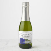 Royal Blue Roos Classy Wedding Bedankt Mini Sparkling Wijnetiket (Voorkant)