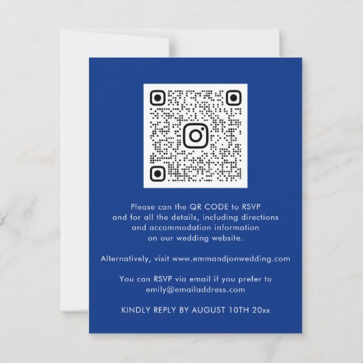 Royal Blue Roos Copper Border Wave QR Code Weddens (Achterkant)