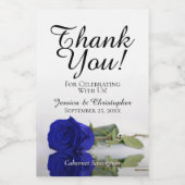 Royal Blue Roos Elegant Wedding Bedankt Mini Wijn Etiket (Enkel label)