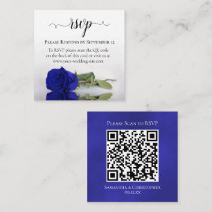 Royal Blue Roos Elegant Wedding RSVP QR Code Informatiekaartje