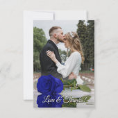 Royal Blue Roos Elegante bruiloft foto overlay Bedankkaart (Voorkant)