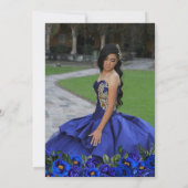Royal Blue Roos & Gold Elegant Photo Quinceañera Kaart (Achterkant)