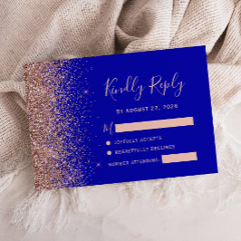 Royal Blue Roos Gold Faux Glitter Edge RSVP-kaart RSVP Kaartje
