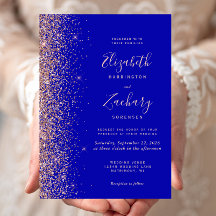Royal Blue Roos Gold Glitter Edge Wedding