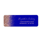 Royal Blue Roos Gold Glitter Retouradres Etiket (Voorkant)