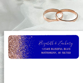 Royal Blue Roos Gold Glitter Retouradres Etiket