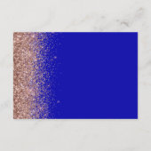 Royal Blue Roos Gold Glitter Wedding Details Informatiekaartje (Achterkant)