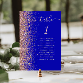 Royal Blue Roos Gold Glitter Wedding Kaart