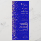 Royal Blue Roos Gold Glitter Wedding Menu (Voorkant)