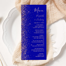 Royal Blue Roos Gold Glitter Wedding Menu