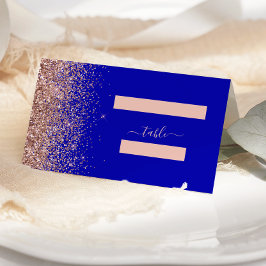 Royal Blue Roos Gold Glitter Wedding Plaatskaartje