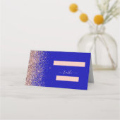 Royal Blue Roos Gold Glitter Wedding Plaatskaartje (Voorkant)