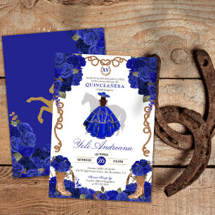 Royal Blue Roos laarzen Charra Vestidos Quinceañer Kaart