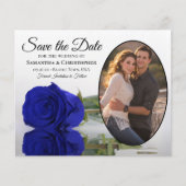 Royal Blue Roos Photo Save the Date BUDGET Flyer (Voorkant)