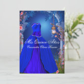 Royal Blue Roos Quinceanera Kaart (Staand voorkant)